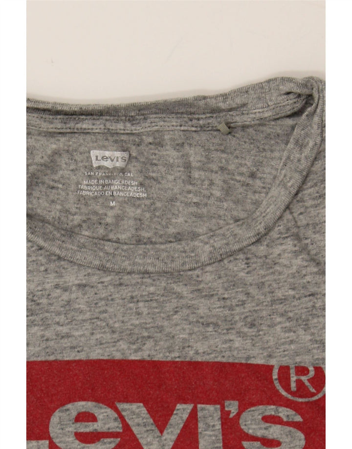 LEVI'S Womens Graphic T-Shirt Top UK 14 Medium Grey Flecked Cotton Vintage Levi's and Second-Hand Levi's from Messina Hembry 