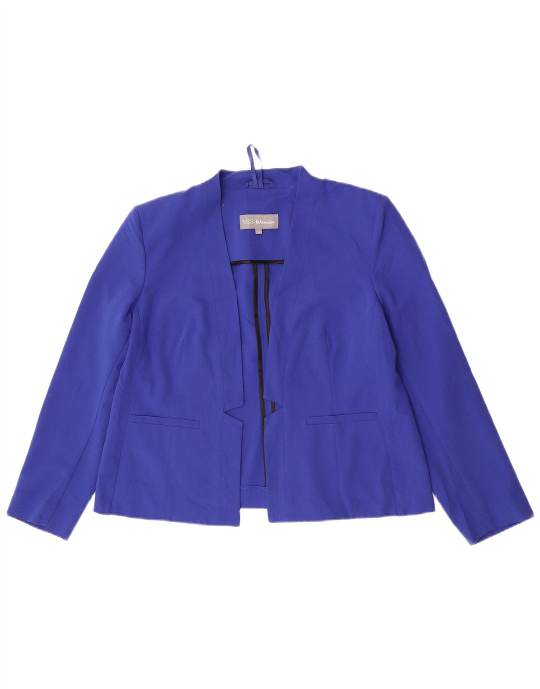 Marks & Spencer Womens Open Blazer Jacket UK 16 Large  Blue Polyester
