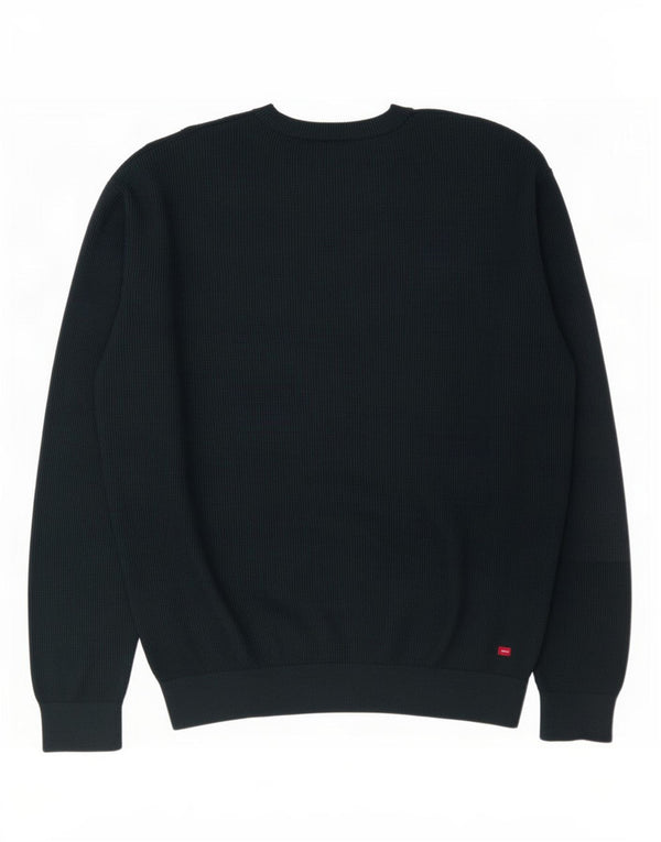 Zara Mens Crew Neck Jumper Sweater Large Black Cotton