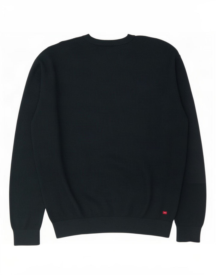 Zara Mens Crew Neck Jumper Sweater Large Black Cotton