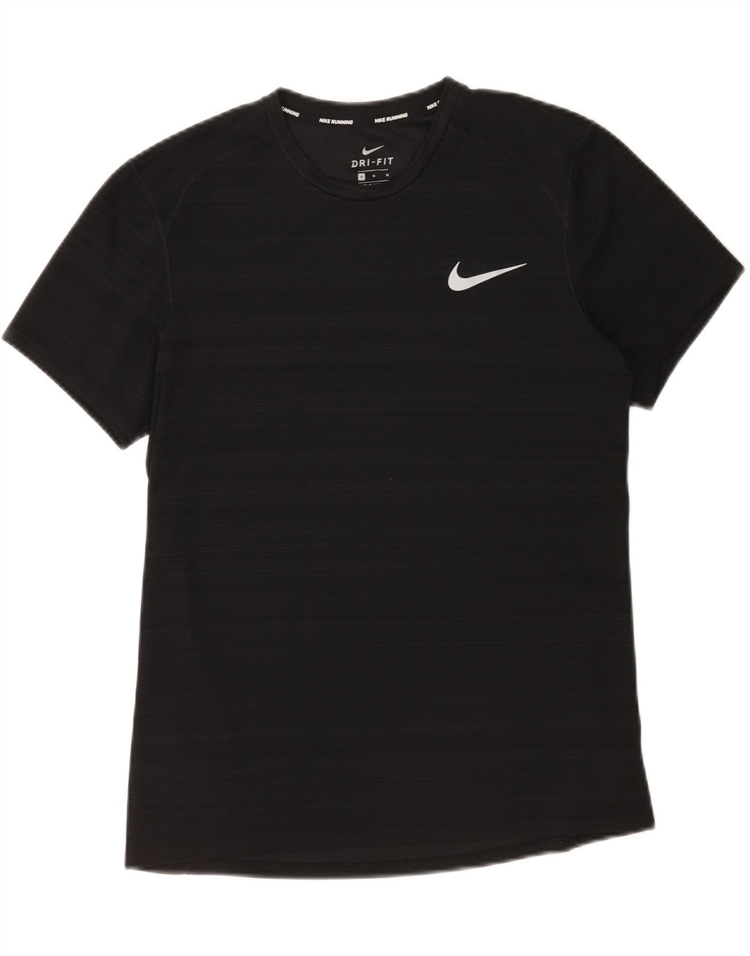 Nike Mens Dri Fit T-Shirt Top Medium Black Striped Polyester