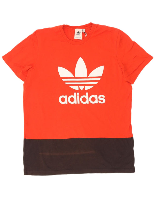 Adidas Mens Graphic T-Shirt Top XL Red Colourblock Cotton