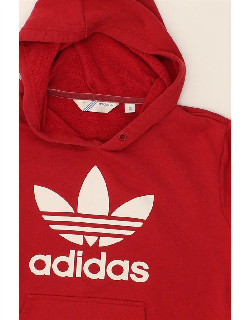 ADIDAS Womens Graphic Hoodie Jumper EU 40 Medium Red Cotton | Vintage Adidas | Thrift | Second-Hand Adidas | Used Clothing | Messina Hembry 