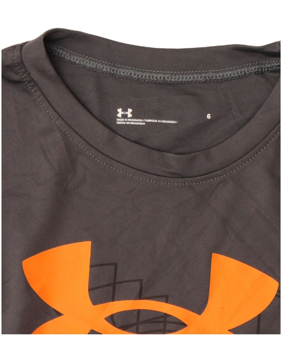 UNDER ARMOUR Boys Graphic T-Shirt Top 5-6 Years Grey Polyester