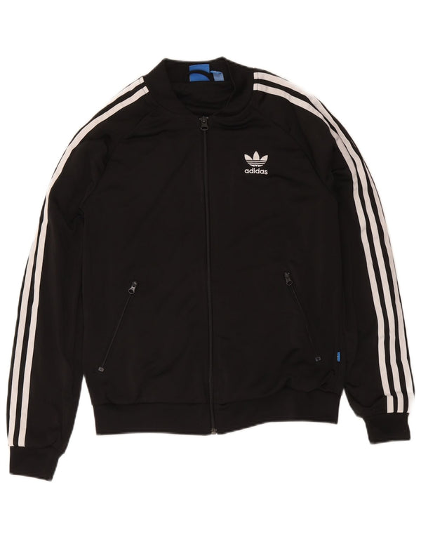 Adidas Womens Graphic Tracksuit Top Jacket UK 12 Medium Black