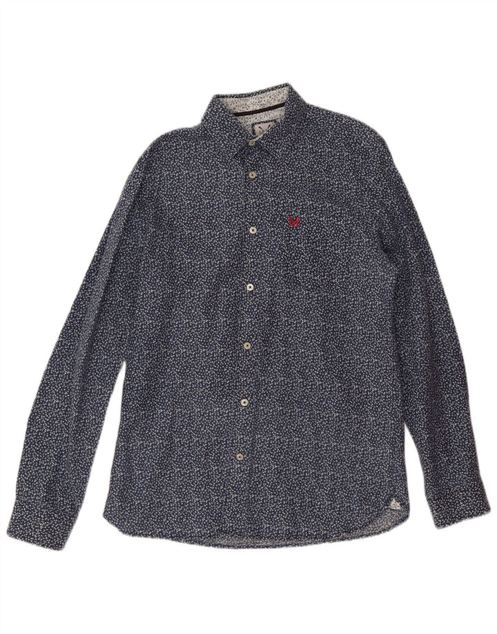 Crew Clothing Mens Shirt Small Navy Blue Floral Linen
