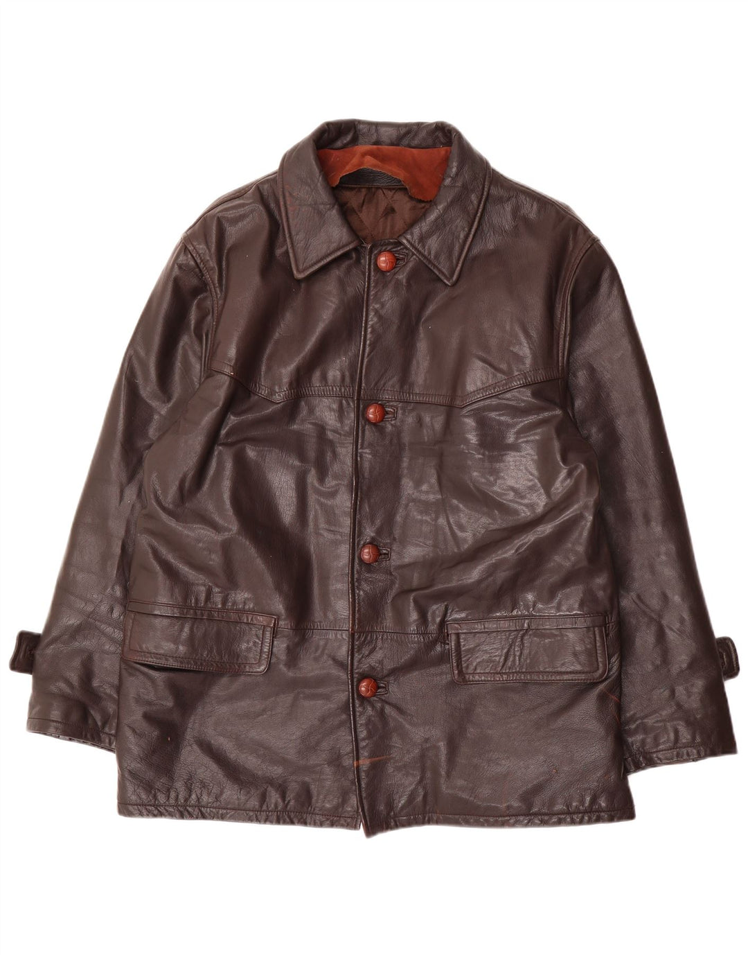 Vintage Mens Leather Jacket IT 48 Medium Brown Leather