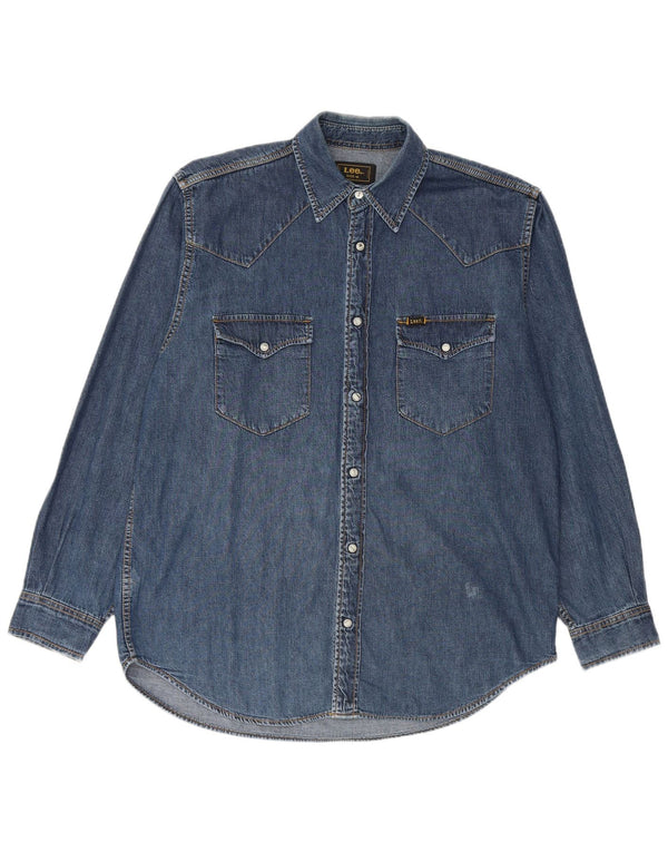 Lee Mens Denim Shirt Medium Blue Cotton