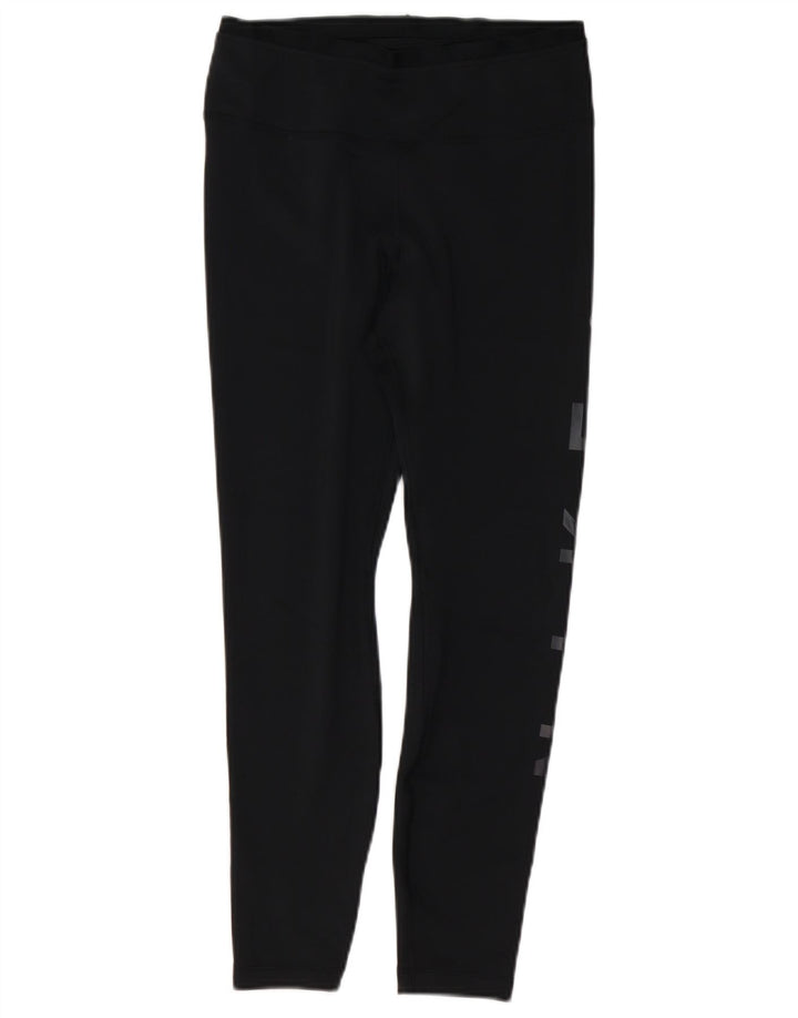 NIKE Womens Dri Fit Graphic Leggings UK 12 Medium  Black Polyester