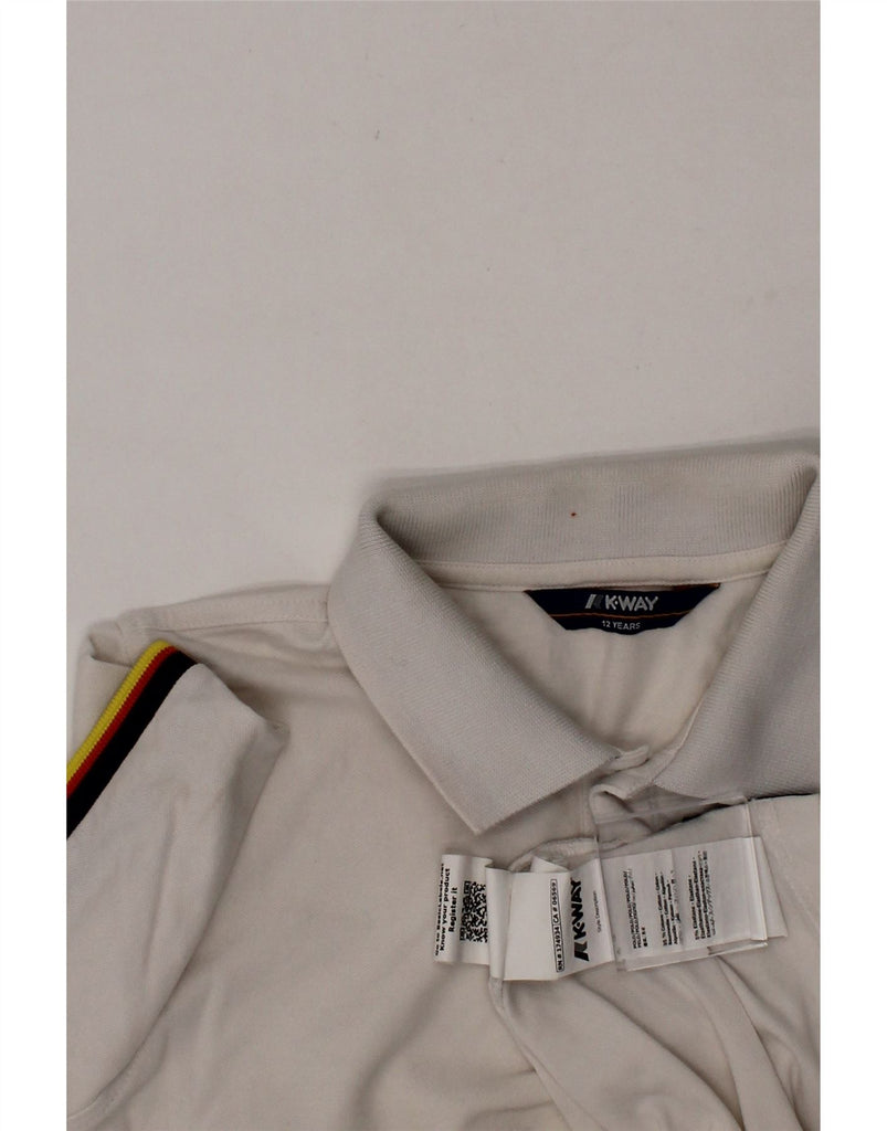 K-WAY Boys Polo Shirt 11-12 Years White Cotton Vintage K-Way and Second-Hand K-Way from Messina Hembry 
