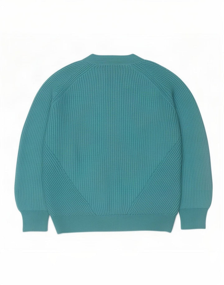 Massimo Dutti Womens Oversized V-Neck Jumper Sweater UK 14 Medium Blue