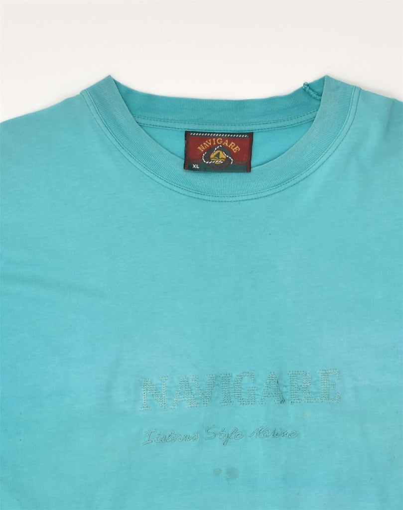 NAVIGARE Mens Graphic T-Shirt Top XL Turquoise Cotton | Vintage Navigare | Thrift | Second-Hand Navigare | Used Clothing | Messina Hembry 