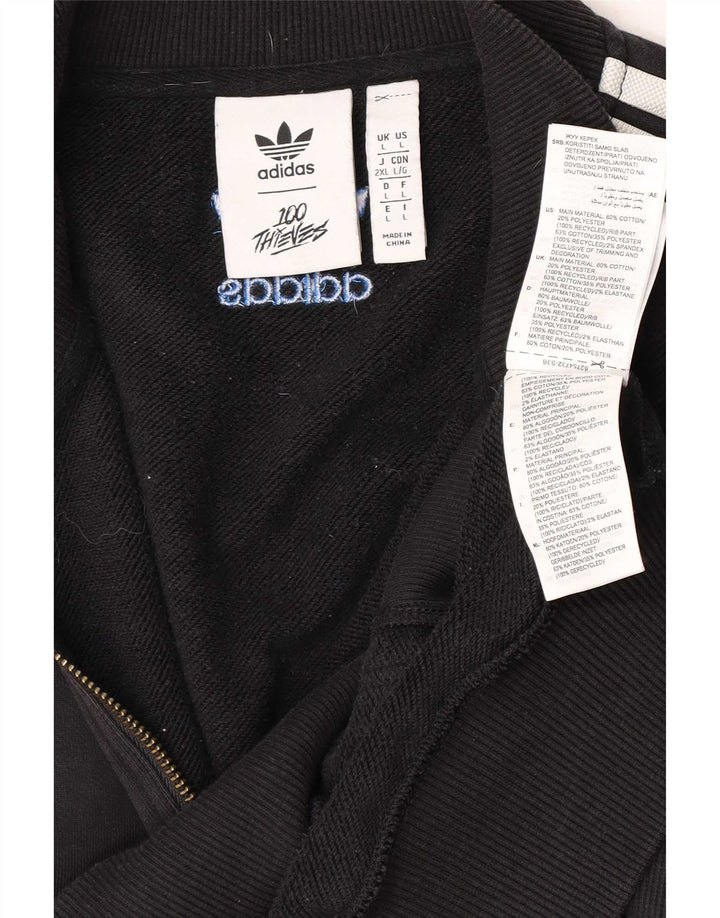 Adidas Mens Zip Neck Sweatshirt Jumper Large Black Cotton