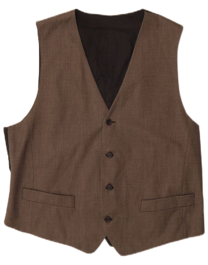 Vintage Mens Waistcoat IT 52 Large Brown Polyester