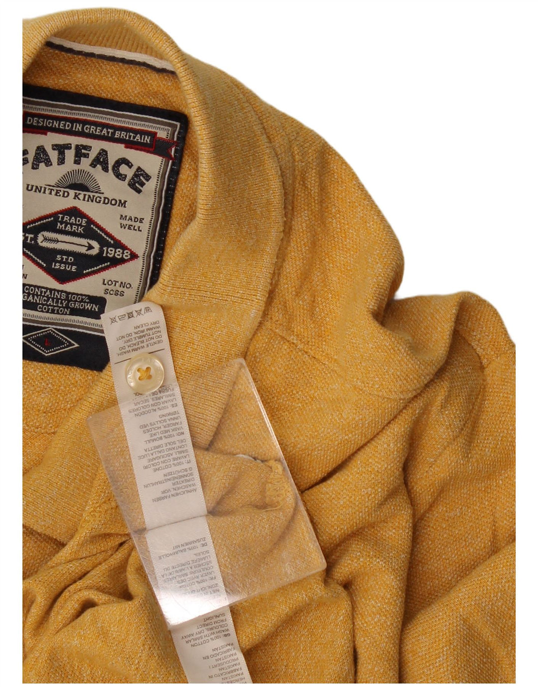 Fat Face Mens Polo Shirt Large Yellow Cotton