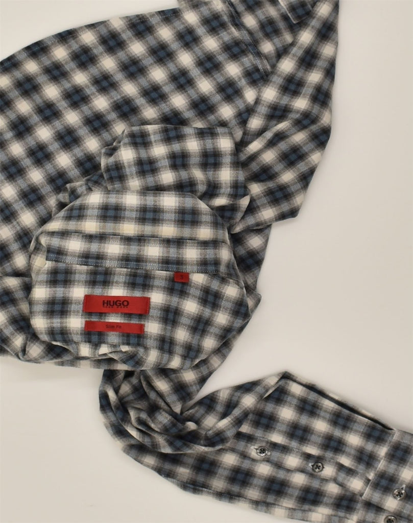 HUGO BOSS Mens Slim Fit Shirt Small Grey Check Cotton | Vintage Hugo Boss | Thrift | Second-Hand Hugo Boss | Used Clothing | Messina Hembry 