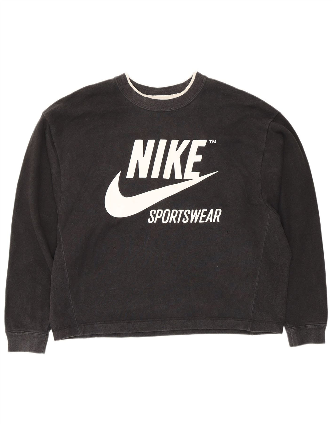 Nike Womens Oversized Sweatshirt Jumper UK 14 Medium Black Cotton