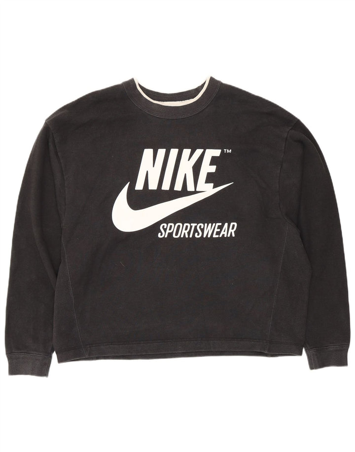 Nike Womens Oversized Sweatshirt Jumper UK 14 Medium Black Cotton