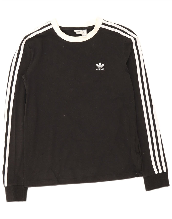 Adidas Womens Top Long Sleeve UK 8 Small Black Cotton