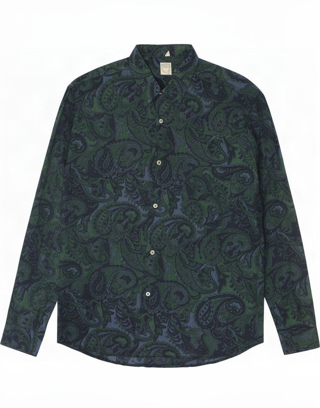 Vintage Mens Shirt Large Green Paisley