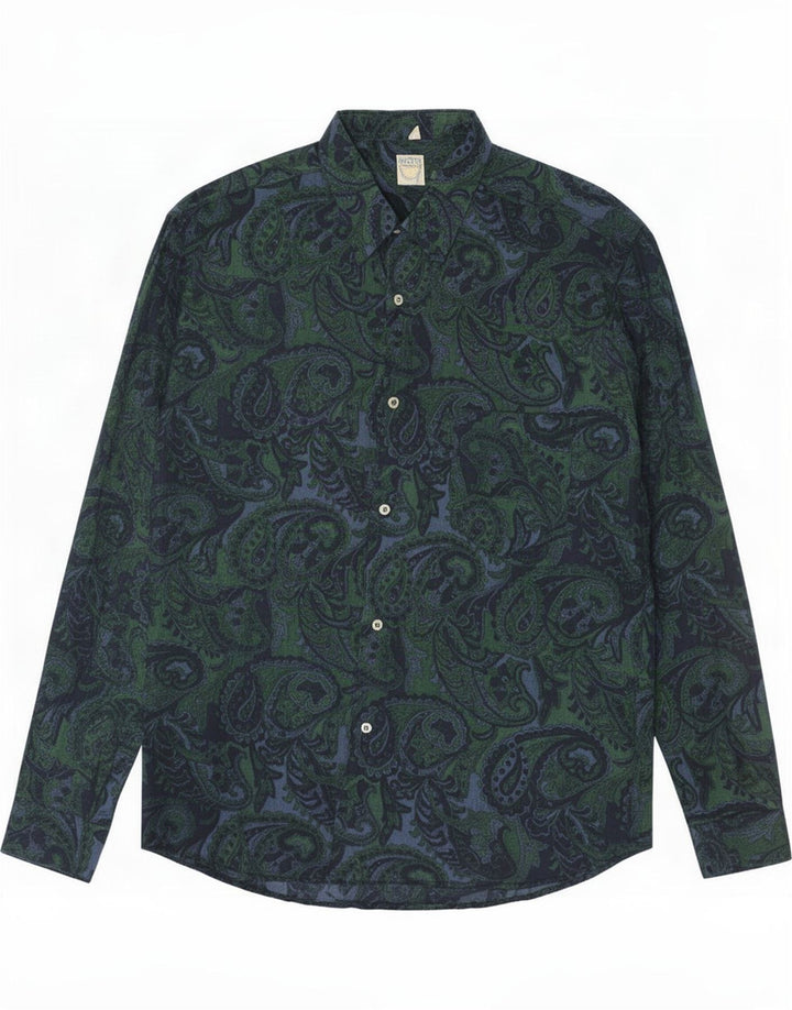 Vintage Mens Shirt Large Green Paisley