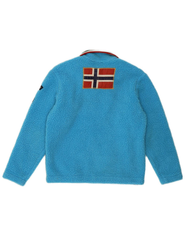 Napapijri Boys Graphic Zip Neck Fleece Jumper 11-12 Years Blue Polyester