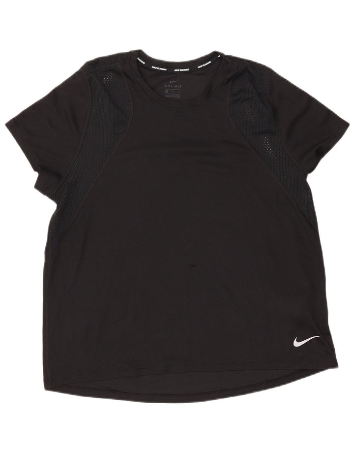 Nike Womens Dri Fit T-Shirt Top UK 18 XL Black Polyester
