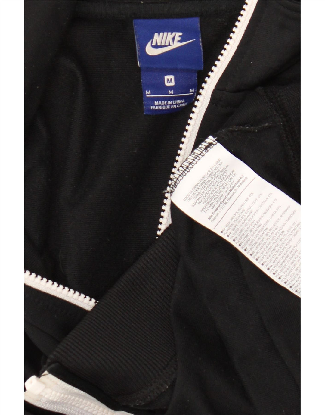 Nike Womens Tracksuit Top Jacket UK 14 Medium Black Colourblock Polyester