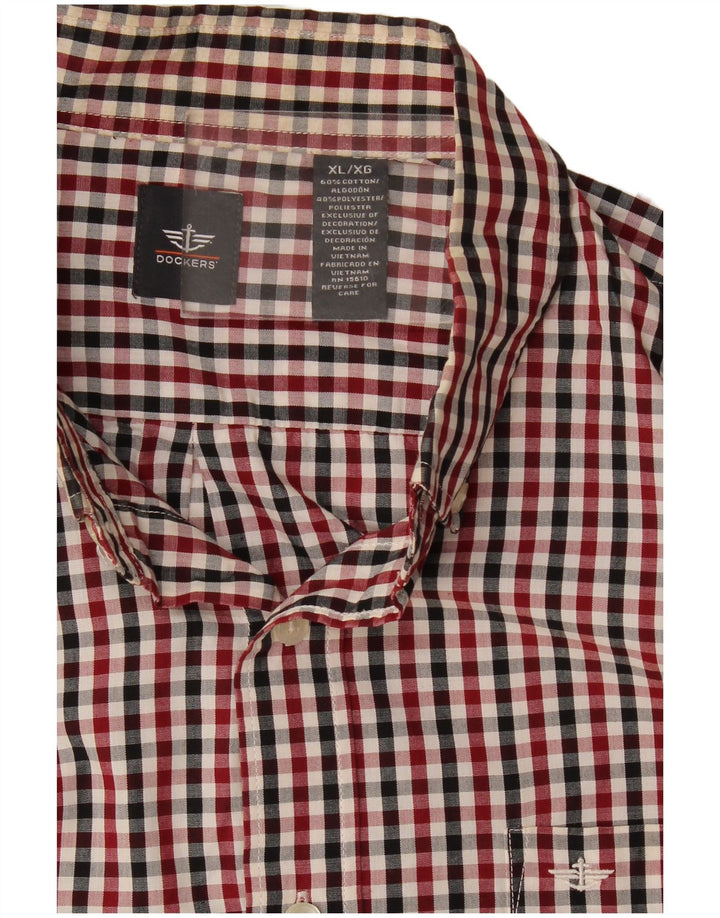 Dockers Mens Shirt XL Red Gingham Cotton
