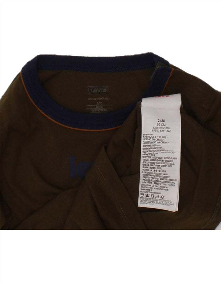 LEVI'S Baby Boys Graphic Sweatshirt Jumper 18-24 Months Khaki Cotton Vintage Levi's and Second-Hand Levi's from Messina Hembry 