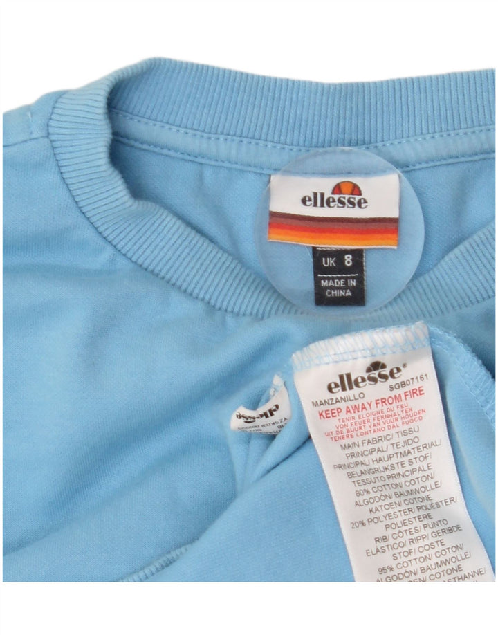 ELLESSE Womens Graphic Sweatshirt Jumper UK 8 Small Blue Cotton