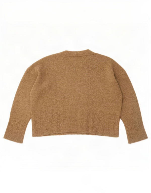 Marks & Spencer Womens Crop Crew Neck Jumper Sweater UK 16 Large Beige