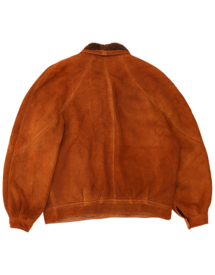 Vintage Mens Shearling Jacket IT 54 2XL Brown