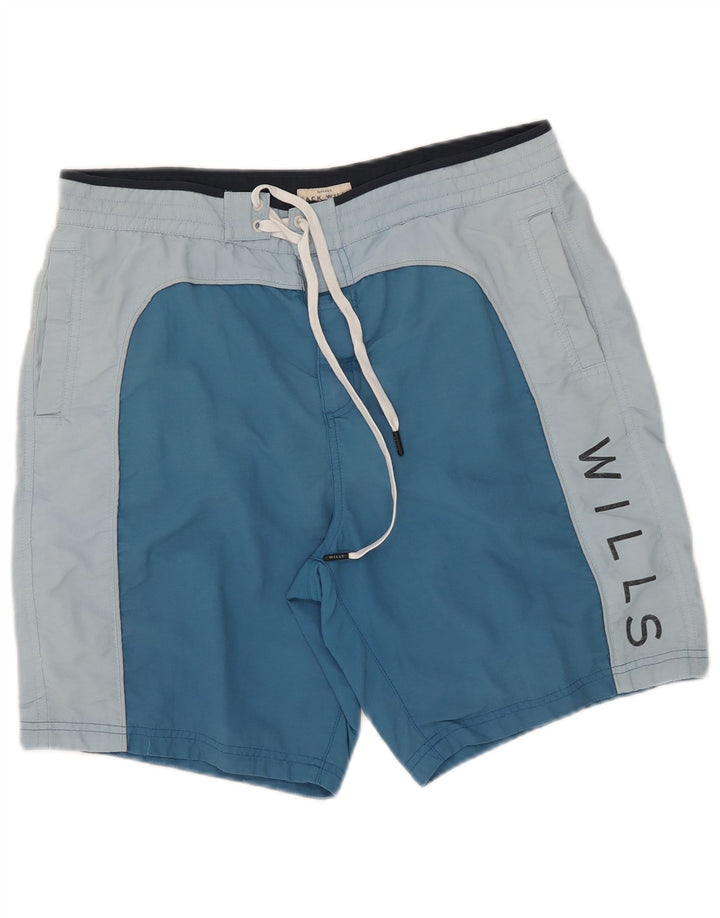 Jack Wills Mens Graphic Swimming Shorts Medium  Blue Colourblock