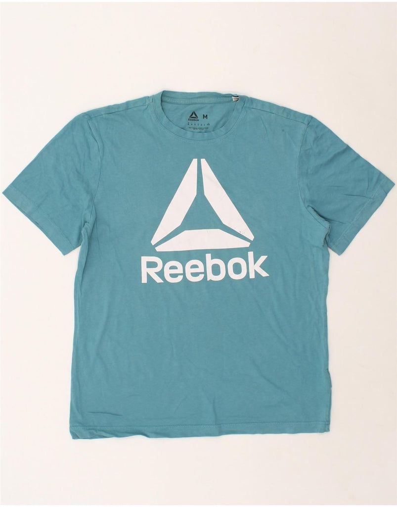 REEBOK Mens Graphic T-Shirt Top Medium Blue Cotton | Vintage Reebok | Thrift | Second-Hand Reebok | Used Clothing | Messina Hembry 