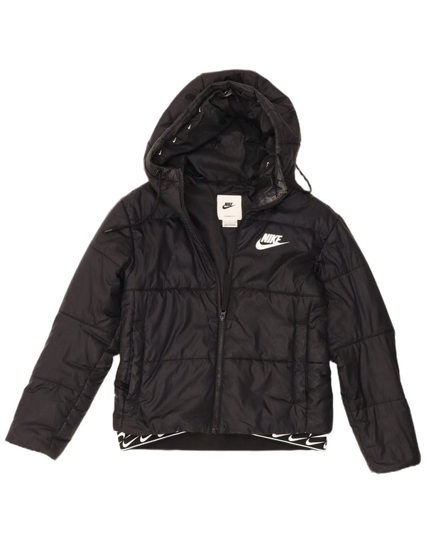Nike Womens Therma-Fit Graphic Hooded Padded Jacket UK 10 Small Black