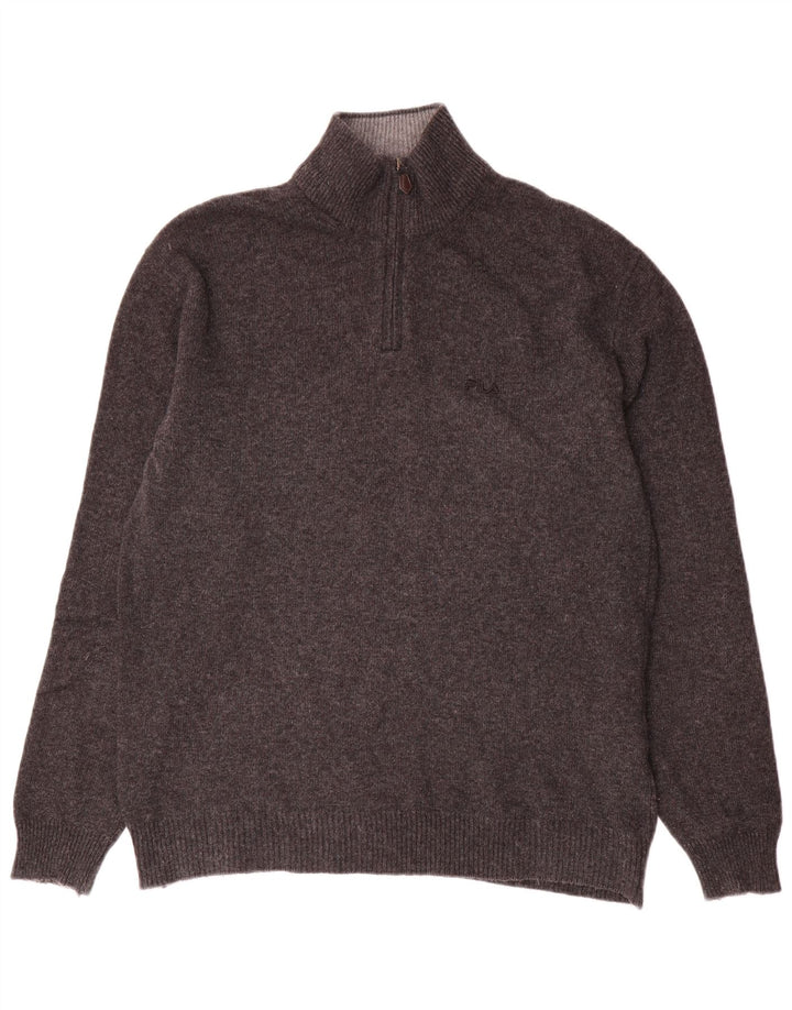 Fila Mens Zip Neck Jumper Sweater Medium Grey Wool