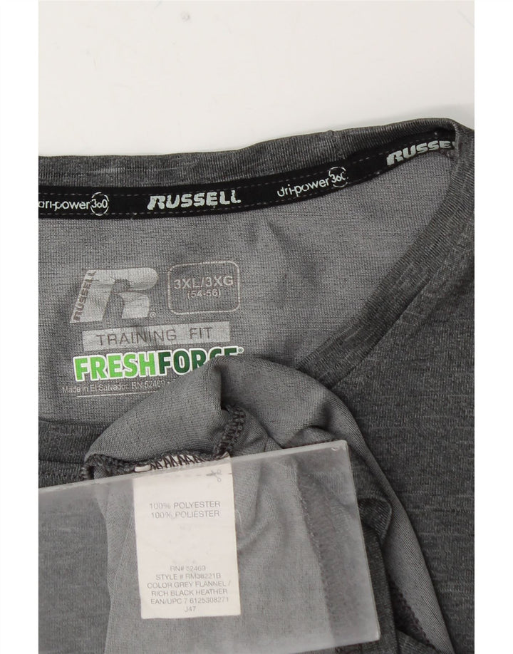 RUSSELL ATHLETIC Mens Dri-Power T-Shirt Top 3XL Grey Flecked Polyester