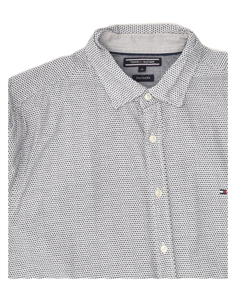 TOMMY HILFIGER Mens New York Fit Shirt XL Grey Polka Dot Cotton | Vintage Tommy Hilfiger | Thrift | Second-Hand Tommy Hilfiger | Used Clothing | Messina Hembry 