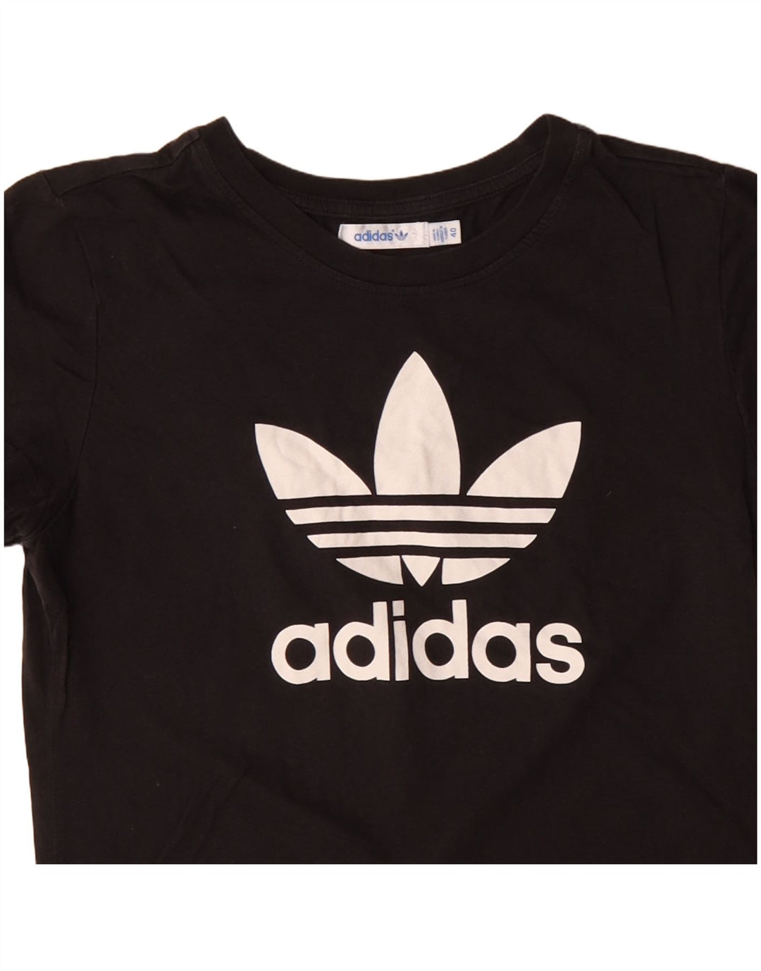 ADIDAS Womens Graphic T-Shirt Top IT 40 Small Black Cotton