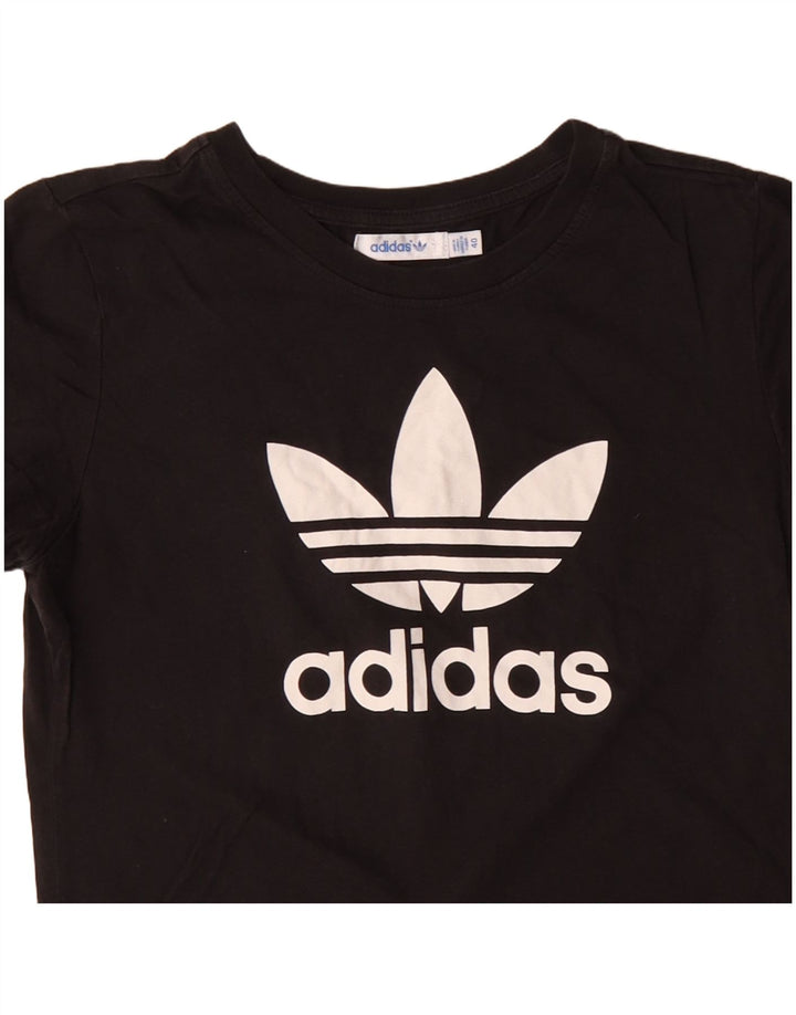 ADIDAS Womens Graphic T-Shirt Top IT 40 Small Black Cotton