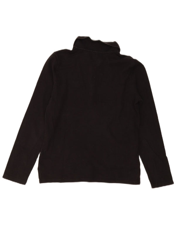 Tommy Hilfiger Womens Long Sleeve Polo Shirt UK 14 Large Black Cotton