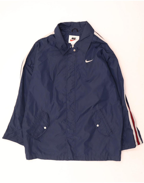 Nike Mens Rain Jacket UK 42 XL Navy Blue Striped Nylon