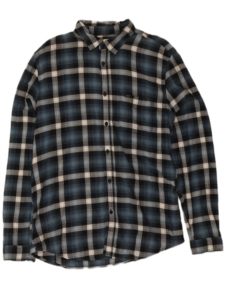 Lee Mens Regular Fit Flannel Shirt XL Blue Plaid