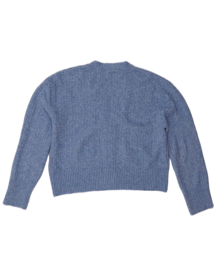 Zara Womens Oversized Cardigan Sweater UK 10 Small Blue Polyester