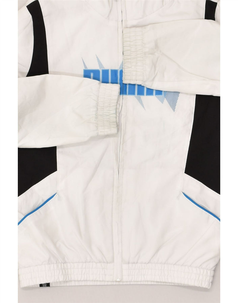 PUMA Boys Graphic Tracksuit Top Jacket 5-6 Years XS White Colourblock | Vintage Puma | Thrift | Second-Hand Puma | Used Clothing | Messina Hembry 