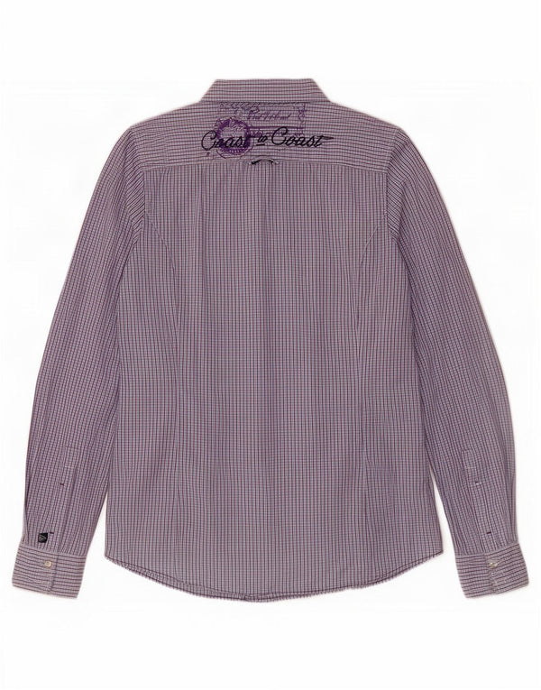 Gaastra Womens Graphic Shirt UK 12 Medium Blue Gingham Cotton