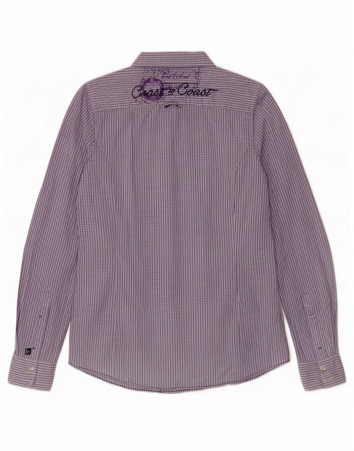 Gaastra Womens Graphic Shirt UK 12 Medium Blue Gingham Cotton