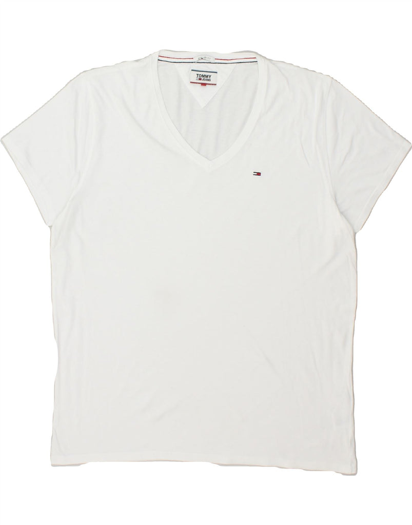 TOMMY HILFIGER Mens Regular Fit T-Shirt Top XL White Cotton | Vintage Tommy Hilfiger | Thrift | Second-Hand Tommy Hilfiger | Used Clothing | Messina Hembry 