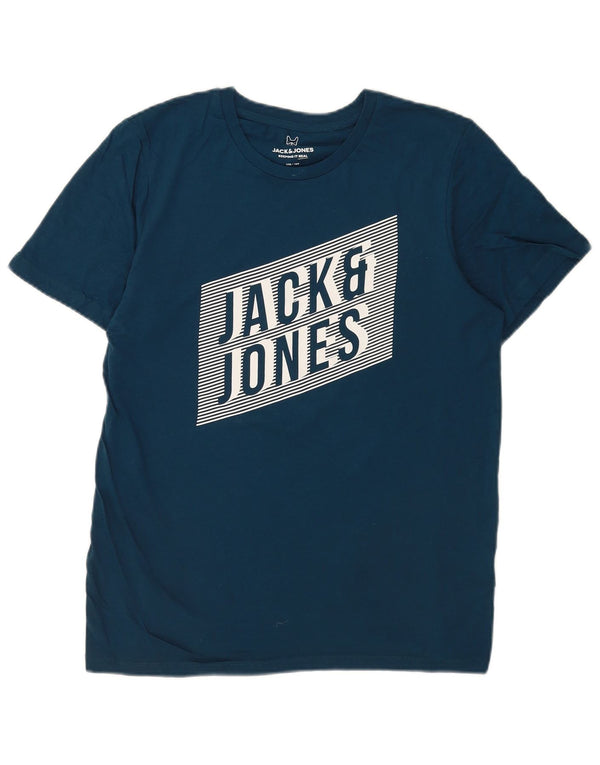 Jack & Jones Boys Graphic T-Shirt Top 15-16 Years Blue Cotton